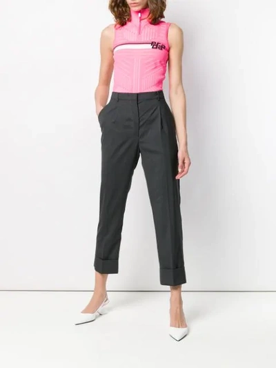 Shop Prada Tailored High-waisted Trousers In F0480 Ardesia