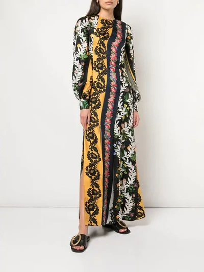 Shop Oscar De La Renta Floral Print Maxi Dress In Multicolour