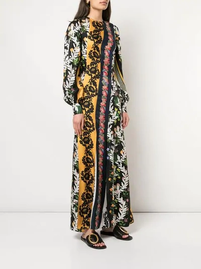 Shop Oscar De La Renta Floral Print Maxi Dress In Multicolour