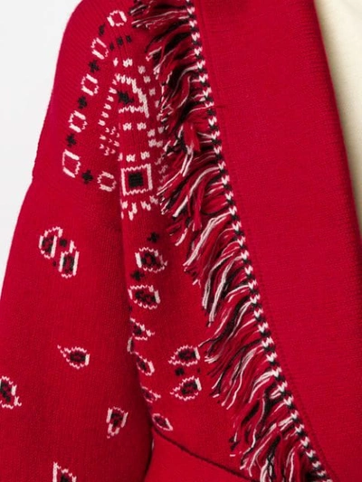 Shop Alanui Bandana Motif Fringed Cardigan In Red