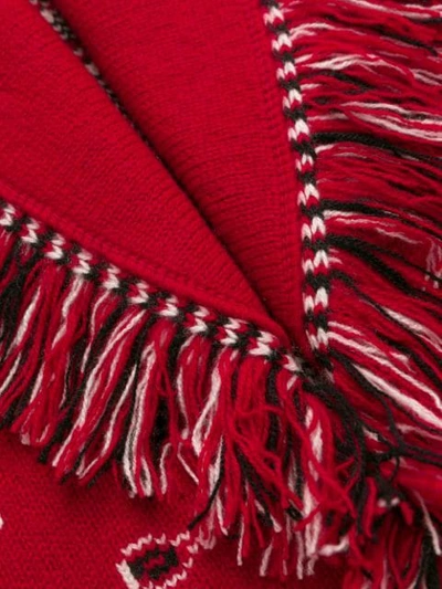 Shop Alanui Bandana Motif Fringed Cardigan In Red