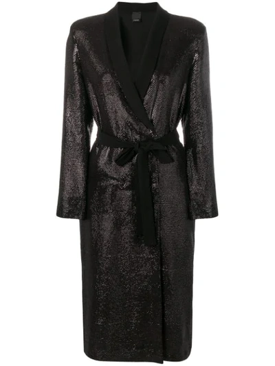 Shop Pinko Sequinned Wrap Dress In Black