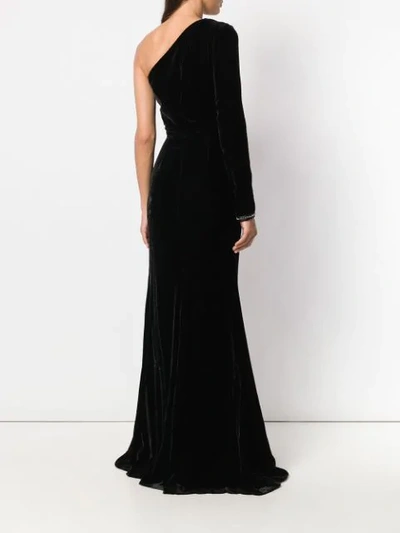 Shop Philipp Plein Asymmetric One Shoulder Dress In Black