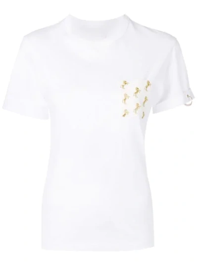 Shop Chloé Pireced Printed Pocket T In White