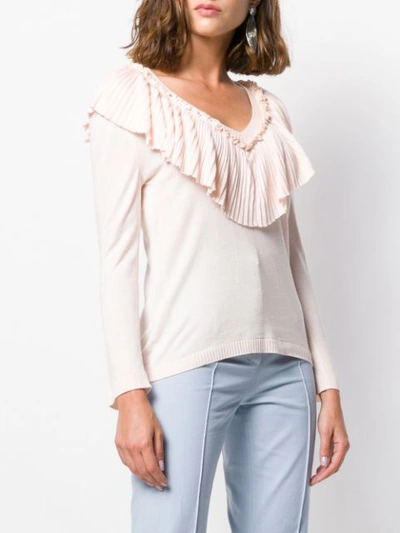 Shop Philosophy Di Lorenzo Serafini Frill-trim Fitted Sweater - Pink