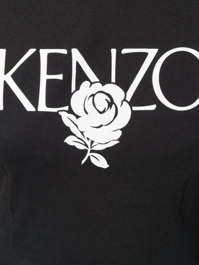 Shop Kenzo Roses Logo Dress In Black