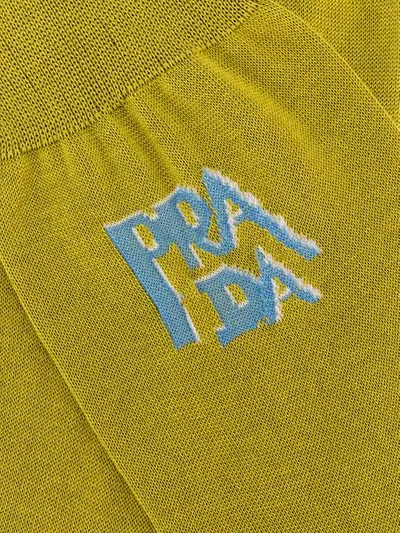 Shop Prada Logo Socks In Green