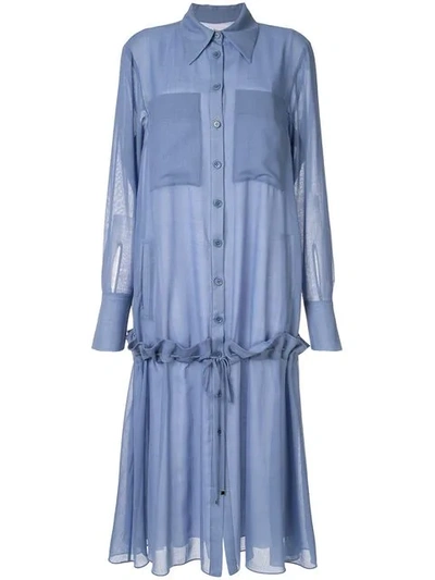 Shop Tibi Smoke Blue Shirt Dress