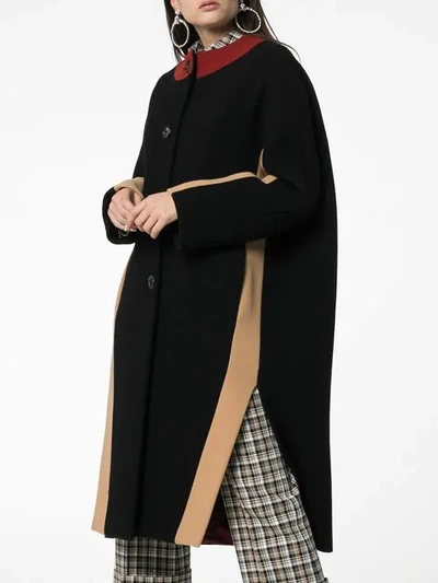 Shop Marni Contrast Neck Side Slit Cape In Black