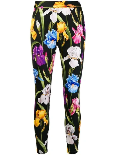 Shop Dolce & Gabbana Floral Printed Leggings In Black