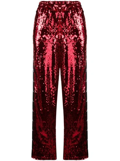 Shop Faith Connexion X Kappa Sequin Trousers In 600 Red