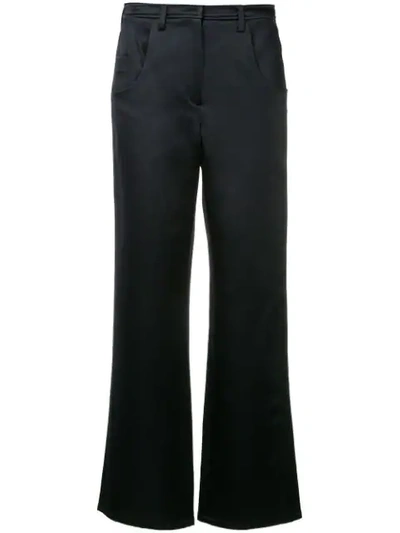 Shop Christopher Esber Plain Flared Trousers In Blue