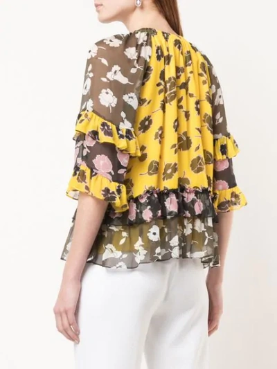 Shop Diane Von Furstenberg Floral Blouse In Yellow