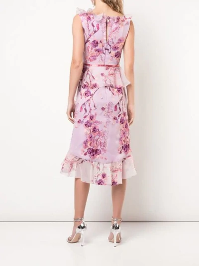 Shop Marchesa Notte Floral Print Midi Dress In Pink