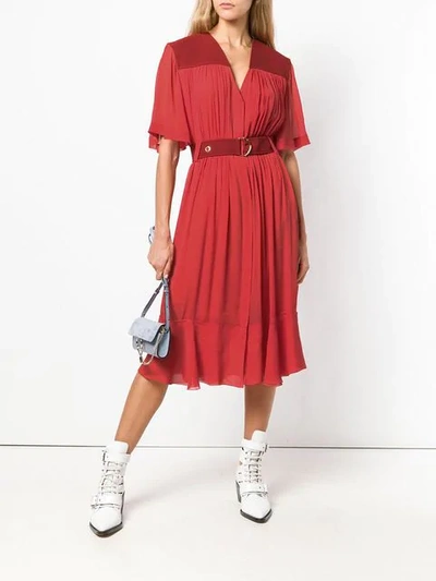 Shop Chloé Cady Midi Dress In Red