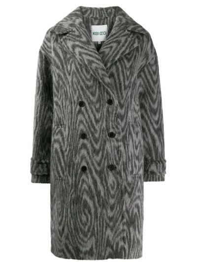 Shop Kenzo Double Breasted Coat In Grey