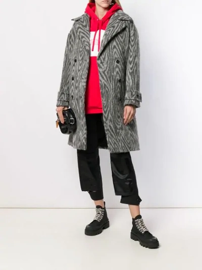 Shop Kenzo Double Breasted Coat In Grey