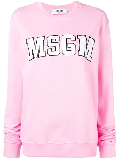 Shop Msgm Basic Logo Sweatshirt In Pink