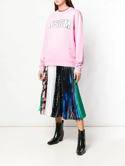 Shop Msgm Basic Logo Sweatshirt In Pink