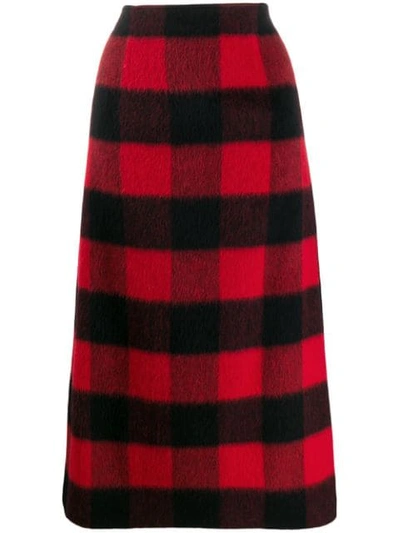 Shop Dsquared2 Check Midi Skirt In Red