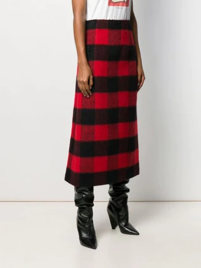 Shop Dsquared2 Check Midi Skirt In Red