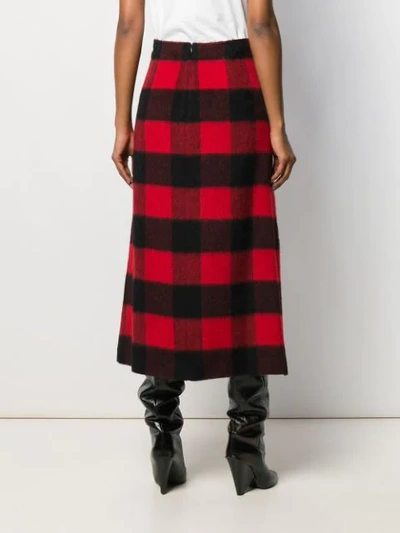 Shop Dsquared2 Check Midi Skirt In Red