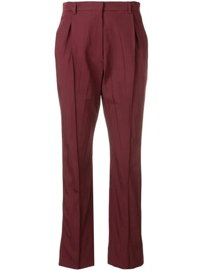 Shop Valentino Cropped Pleated Trousers In Red