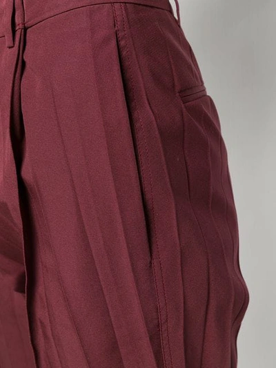 VALENTINO CROPPED PLEATED TROUSERS - 红色