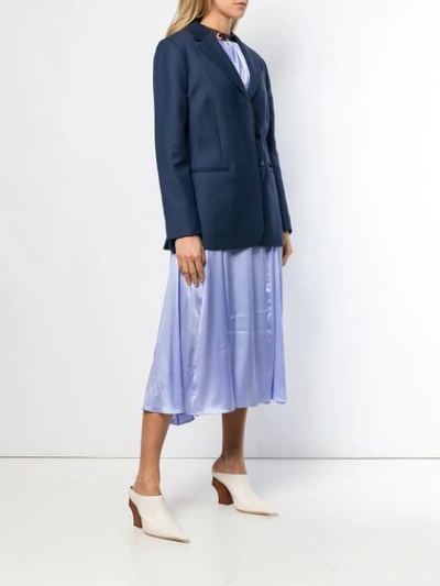 Shop Cedric Charlier Double Breasted Blazer In Blue