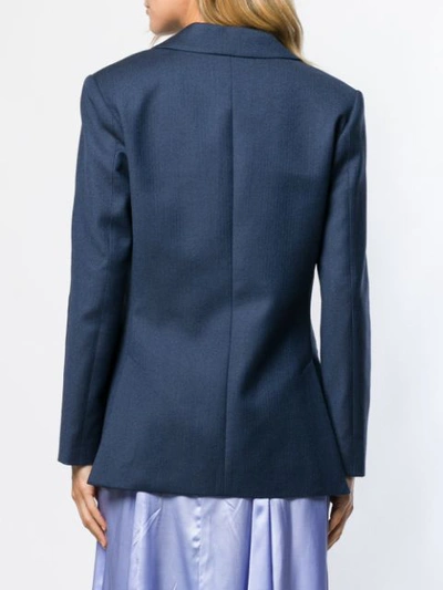 Shop Cedric Charlier Double Breasted Blazer In Blue