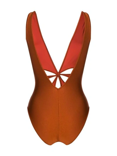 ZIMMERMANN PRIMROSE FLOWER CUT-OUT SWIMSUIT - 棕色