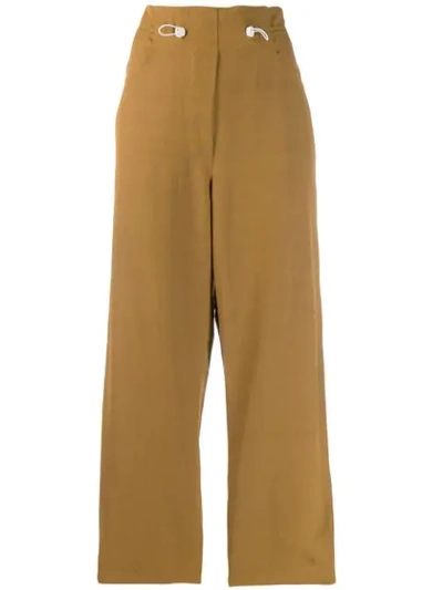 Shop Anntian Drawstring Waist Trousers - Brown