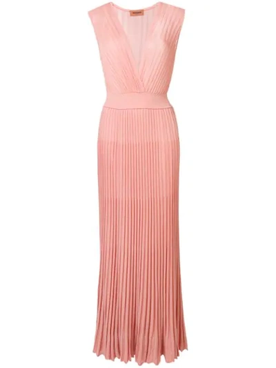Shop Missoni Long Pleated Dress In Pink