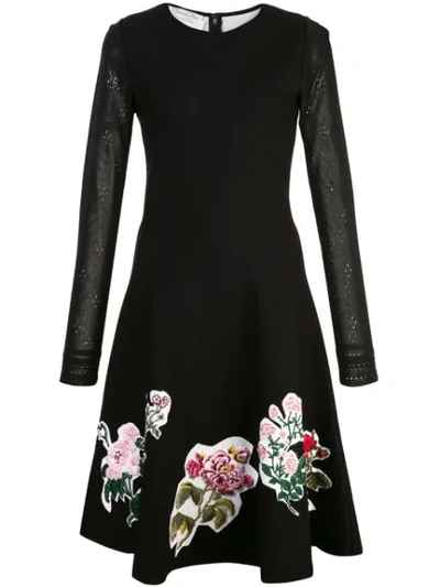 Shop Oscar De La Renta Langärmeliges Kleid In Black