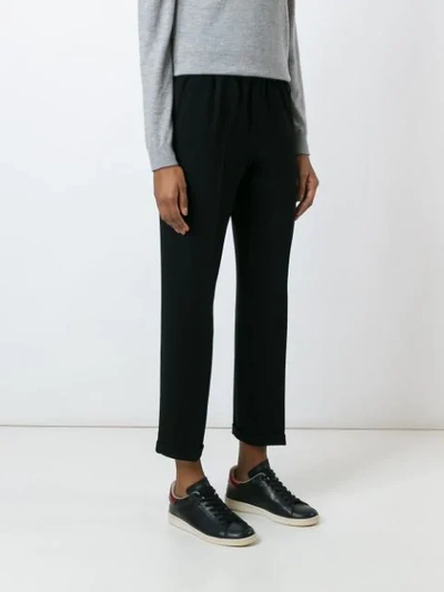 Shop Alberto Biani Colour Block Straight Trousers In Black