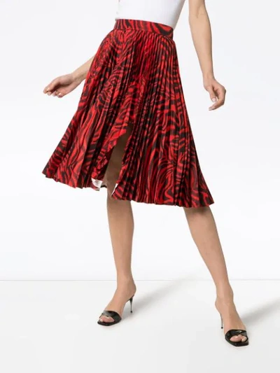 Shop Calvin Klein 205w39nyc Zebra Print Pleated Silk In Red