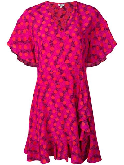 Shop Kenzo Wave Polka Dress In Pink