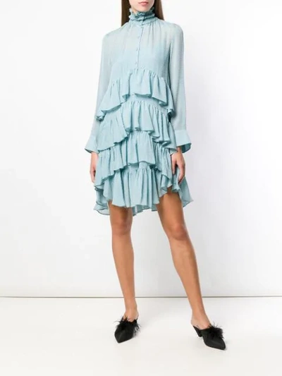 Shop Carven Long-sleeve Flared Dress - Blue