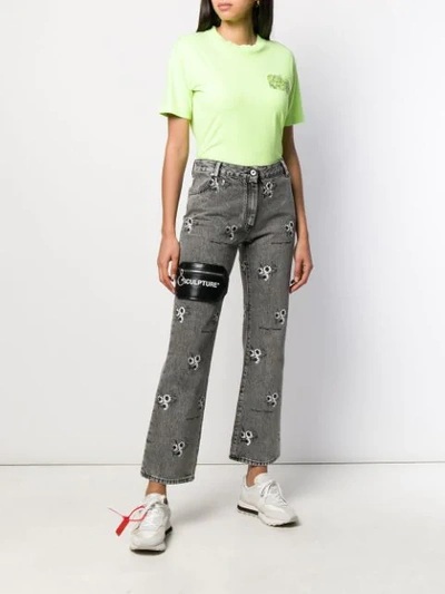 OFF-WHITE FLORAL PRINT JEANS - 灰色