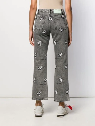 OFF-WHITE FLORAL PRINT JEANS - 灰色