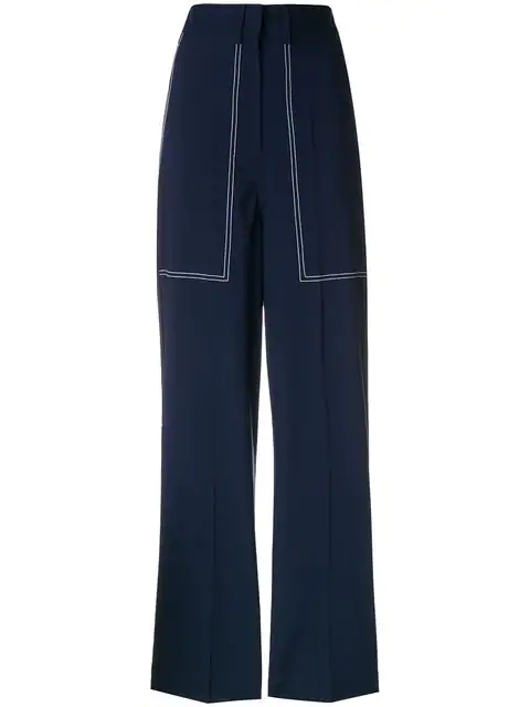 Ports 1961 Straight Leg Trousers In Blue | ModeSens
