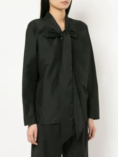 Shop Zambesi Tied Neck Long Sleeve Shirt In Black