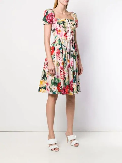 Shop Dolce & Gabbana Floral Print Skater Dress In Pink