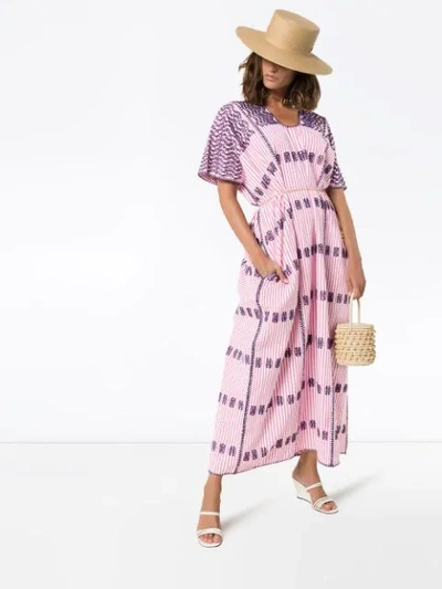 Shop Pippa Holt Striped Maxi Kaftan Dress In Purple