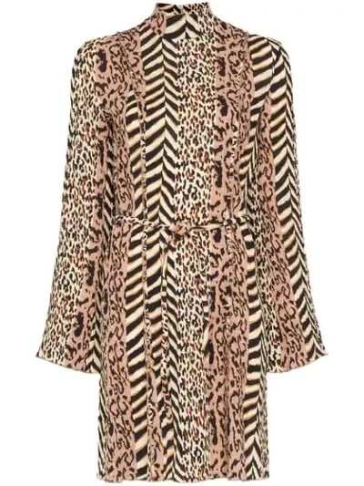 Shop Nanushka Yai Animal-print Mini Dress In Brown