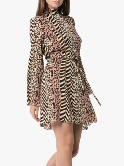 Shop Nanushka Yai Animal-print Mini Dress In Brown