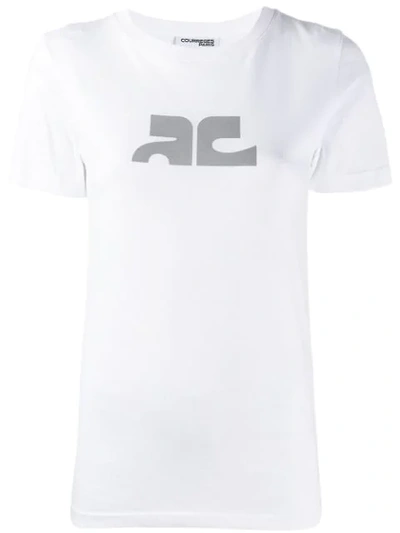 Shop Courrèges Contrast Logo T-shirt In White