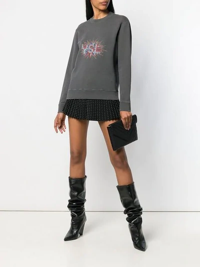 Shop Saint Laurent Ysl Disco Sweatshirt In Grey