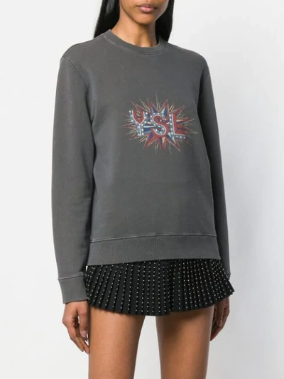 Shop Saint Laurent Ysl Disco Sweatshirt In Grey