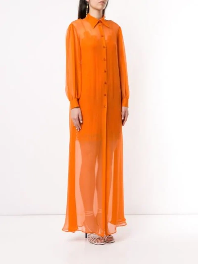 Shop Alberta Ferretti Sheer Layered Dress In Orange